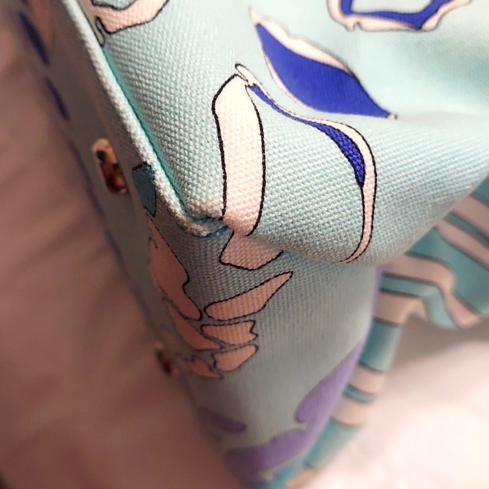 EMILIO PUCCI-Vintage authentic Pucci print Blue,Turquoise Canvas & Leather bag - Picture 6 of 15